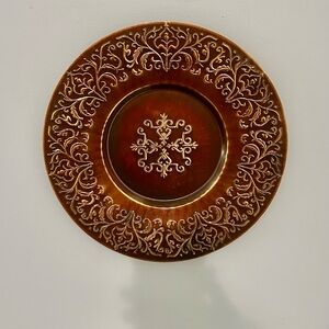 Vintage Copper Wall Plate 11.5” Ornate Floral Repousse Boho Decor